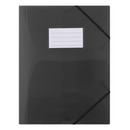 Teczka z gumk DONAU, PP, A4, 480mikr., 3-skrz., transparentna czarna