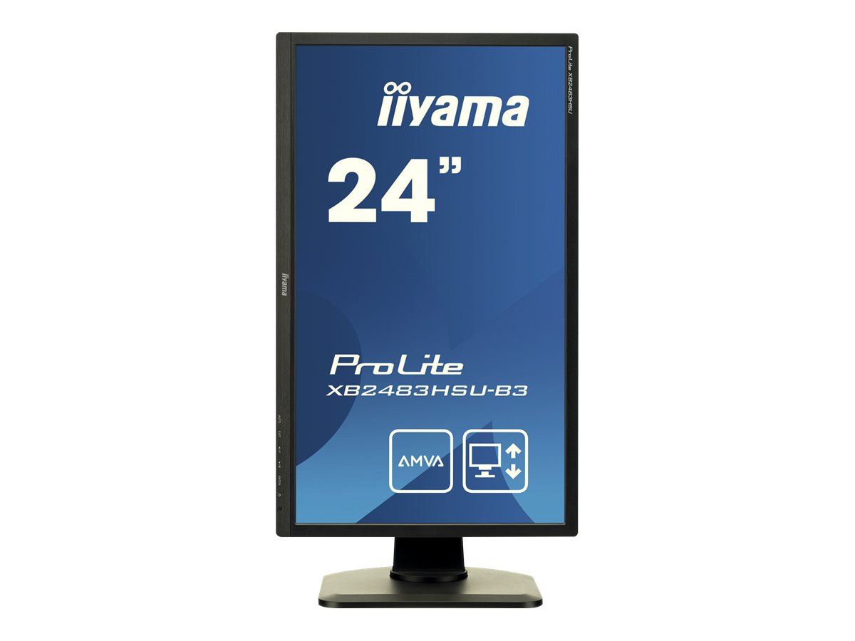 IIYAMA XB2483HSU-B3 Monitor Iiyama XB2483HSU 24, panel AMVA+, DVI/HDMI/DP, USB, głośniki