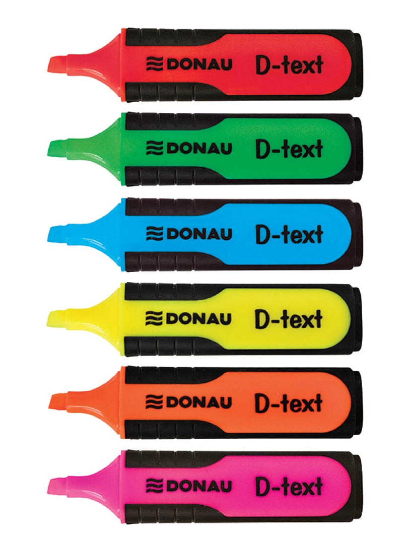 Zakreślacz fluorescencyjny DONAU D-Text, 1-5mm (linia), 6szt., mix kolorów