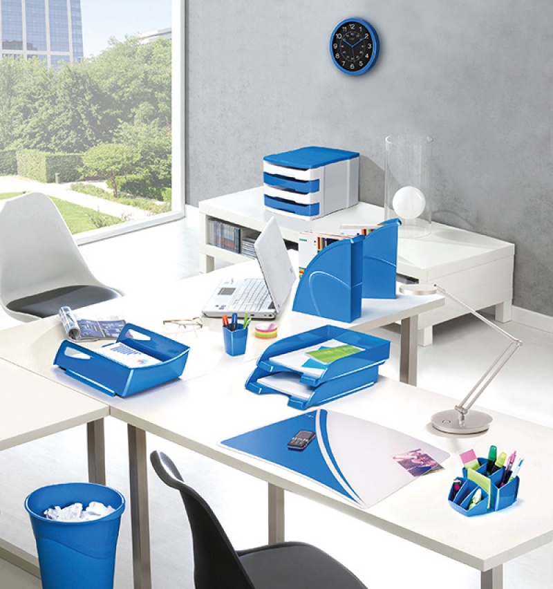 Przybornik na biurko CEPPro Gloss, polistyren, niebieski