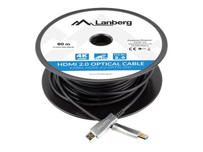 LANBERG HDMI v2.0 M/M cable 80m optical AOC black [Towar z magazynu zewnętrznego (na specjalne zamówienie). Towar nie podlega zwrotowi. Czas oczekiwania do 5 dni roboczych.]