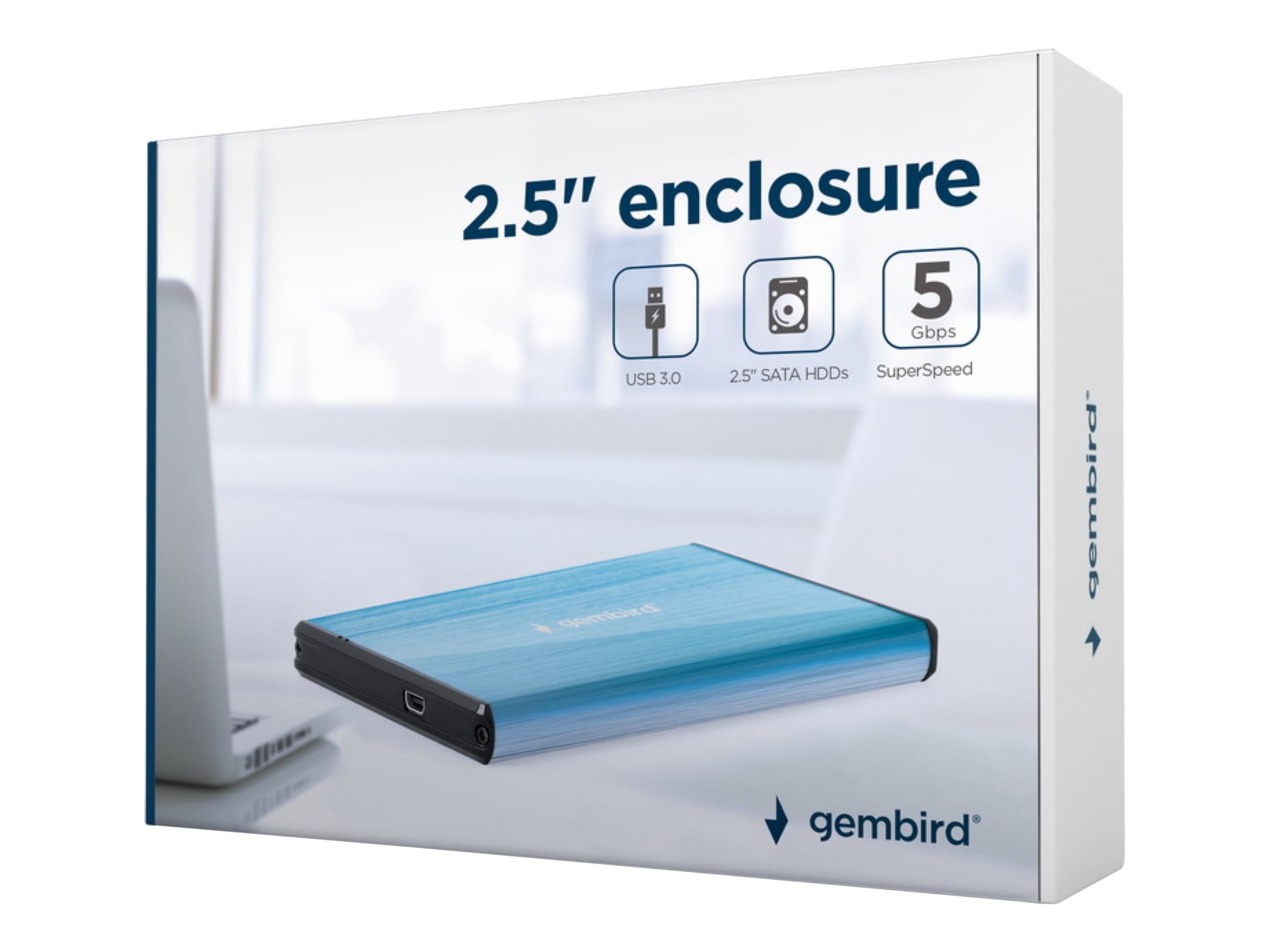 GEMBIRD EE2-U3S-3-B USB 3.0 2.5inch HDD enclosure brushed aluminum blue [Towar z magazynu zewnętrznego (na specjalne zamówienie). Towar nie podlega zwrotowi. Czas oczekiwania do 5 dni roboczych.]