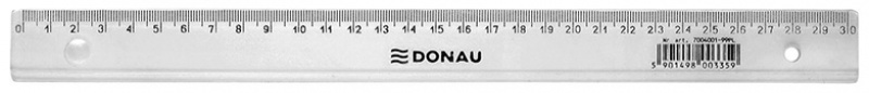 Linijka DONAU, 30cm, zawieszka, transparentna