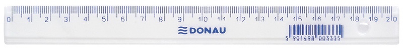 Linijka DONAU, 20cm, zawieszka, transparentna