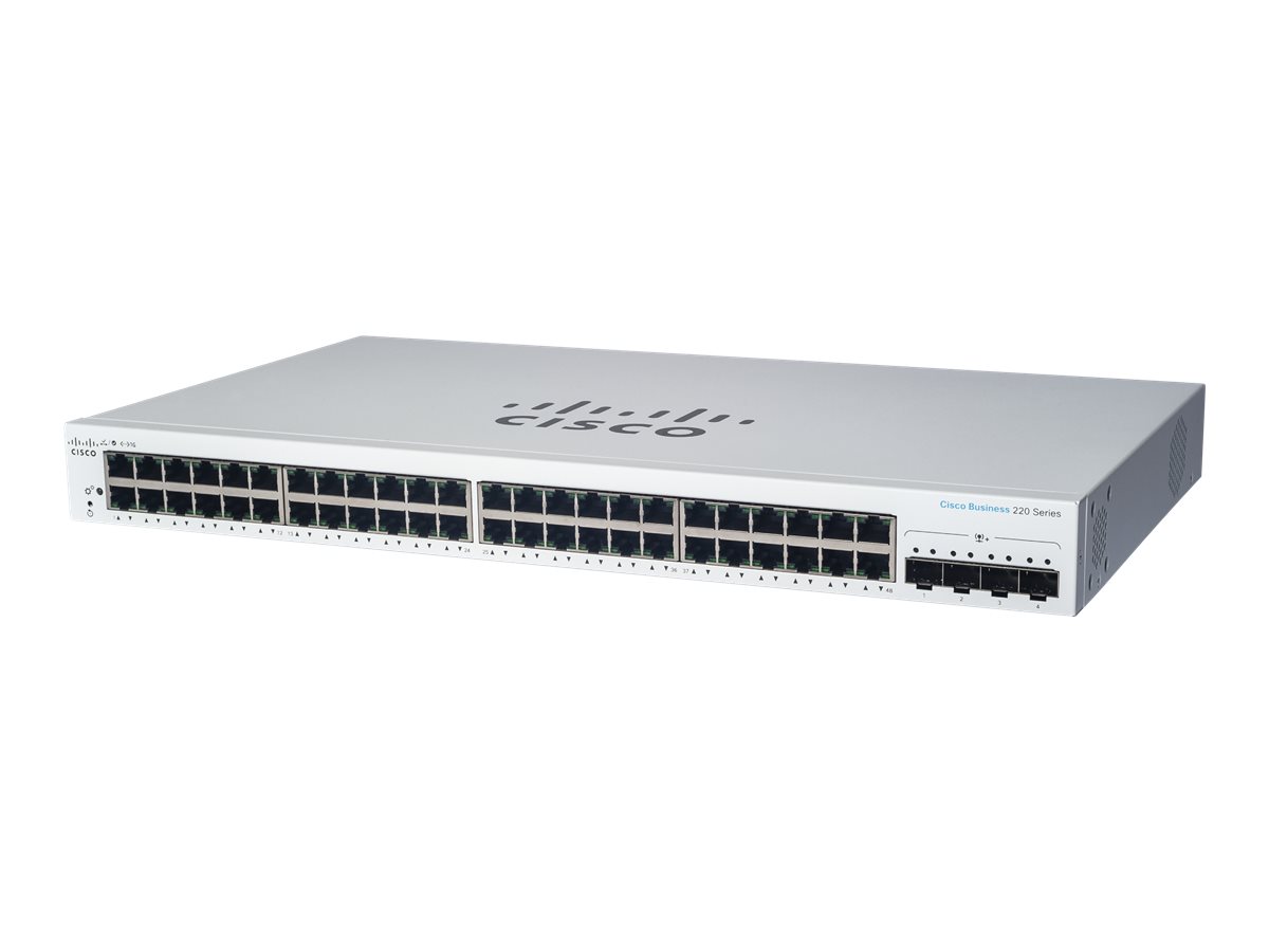 CISCO Business Switching CBS220 Smart 48-port Gigabit Full PoE 740W 4x10G SFP+ uplink [Towar z magazynu zewnętrznego (na specjalne zamówienie). Towar nie podlega zwrotowi. Czas oczekiwania do 5 dni roboczych.]