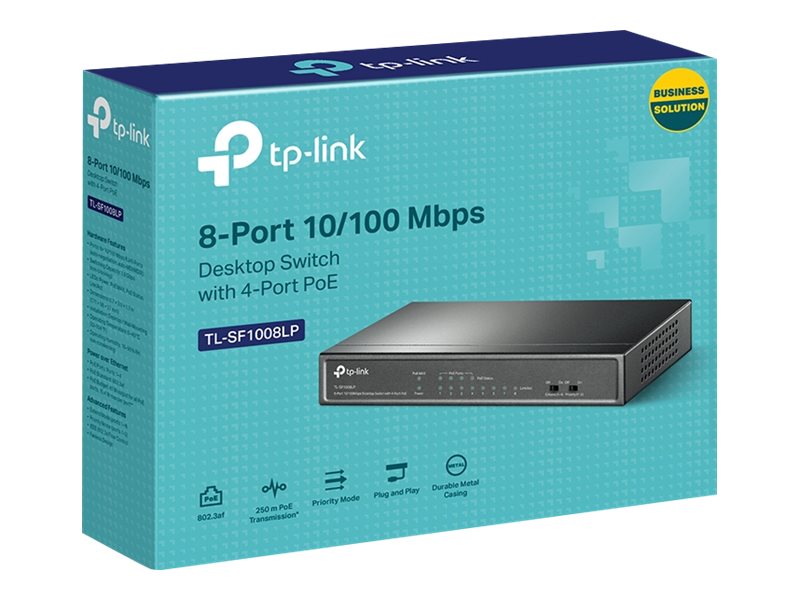 TP-LINK TL-SF1008LP 8-Port 10/100 Mbps Desktop Switch with 4-Port PoE 41W PoE budget (P)