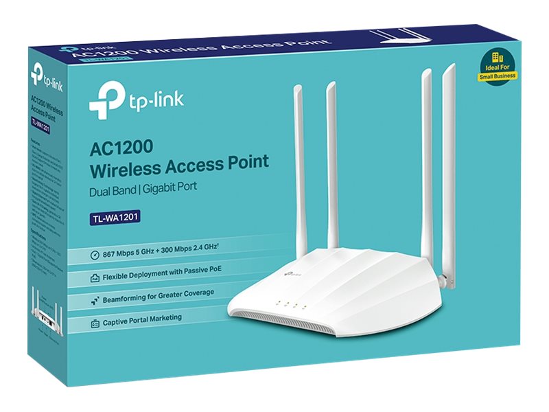 TP-LINK TL-WA1201 WiFi AC1200 2.4 + 5GHz Access Point 4x ant. MU-MIMO 1x Gigabit RJ45 Passive PoE Captive Portal Multi-Mode (P)