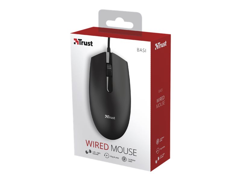 TRUST Basi Wired Mouse [Towar z magazynu zewnętrznego (na specjalne zamówienie). Towar nie podlega zwrotowi. Czas oczekiwania do 5 dni roboczych.]