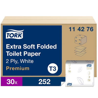 Tork - Papier toaletowy w składce, biały - Ekstra miękki Premium