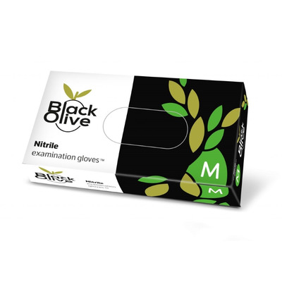 Black Olive – Rękawice diagnostyczne, nitrylowe, bezpudrowe, 100 sztuk – M