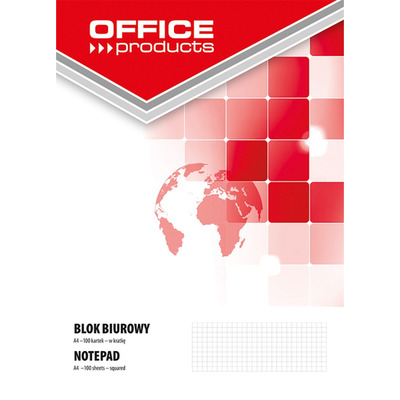 Blok biurowy OFFICE PRODUCTS, A4, w kratkę, 100 kart., 70gsm