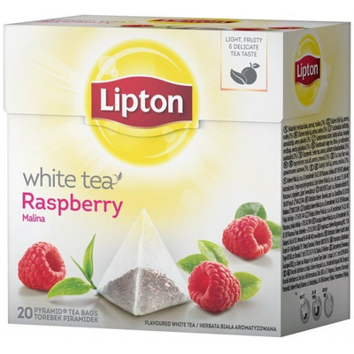 Herbata LIPTON PIRAMID biała(20 torebek) aromat malina Raspberry