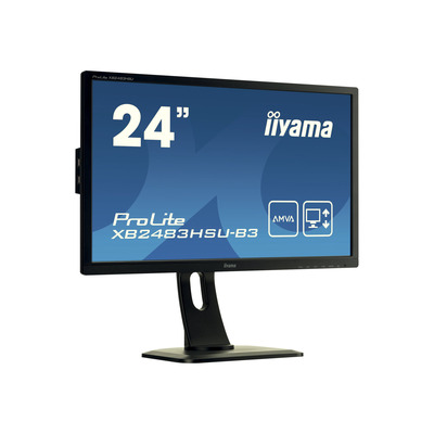IIYAMA XB2483HSU-B3 Monitor Iiyama XB2483HSU 24, panel AMVA+, DVI/HDMI/DP, USB, głośniki