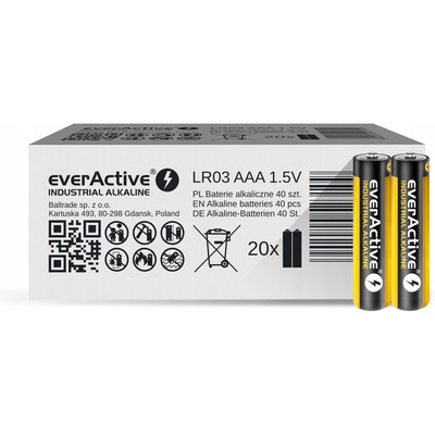 Bateria EVERACTIVE Industrial Alkaline AAA/LR03 alkaliczna pudełko (40szt)