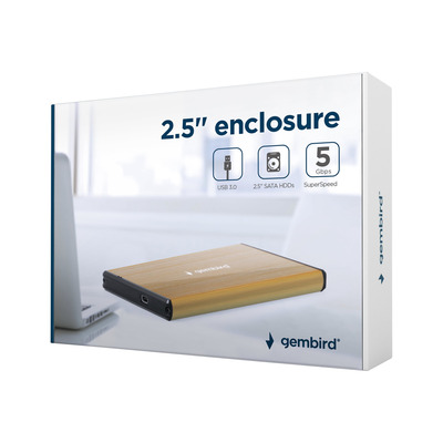 GEMBIRD EE2-U3S-3-GL USB 3.0 2.5inch HDD enclosure brushed aluminum gold [Towar z magazynu zewnętrznego (na specjalne zamówienie). Towar nie podlega zwrotowi. Czas oczekiwania do 5 dni roboczych.]
