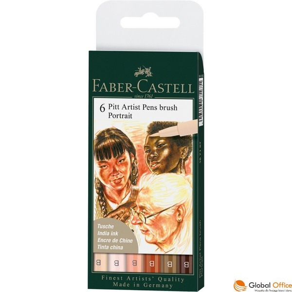 Komplet cienkopis&oacute;w PITT ARTIST PEN BRUSH 6kol. etui 167167FC