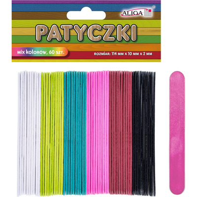 Patyczki mix kolor&oacute;w 114x10x2mm 60szt. PK-1046 ALIGA