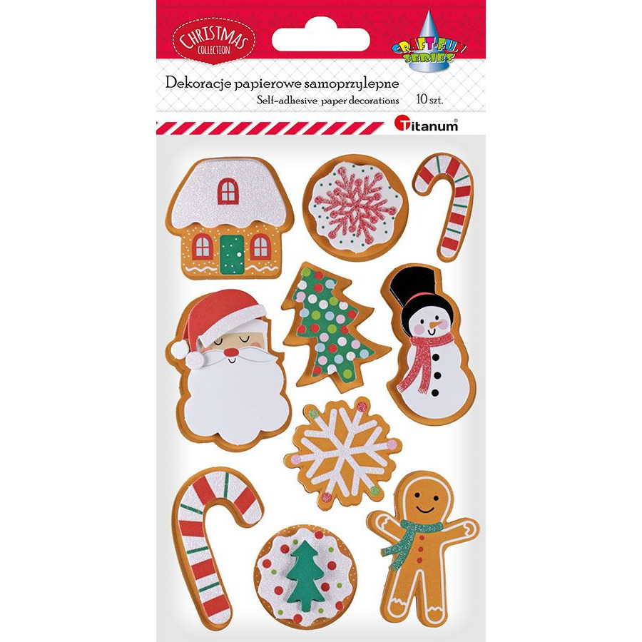 Naklejki papierowe 3D Bo�e Narodzenie 10szt. 10,5x16 cm486403 TITANUM