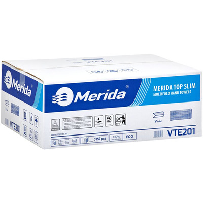 R�czniki papierowe MERIDA TOP SLIM, bia�e, dwuwarstwowe, 3150 szt.