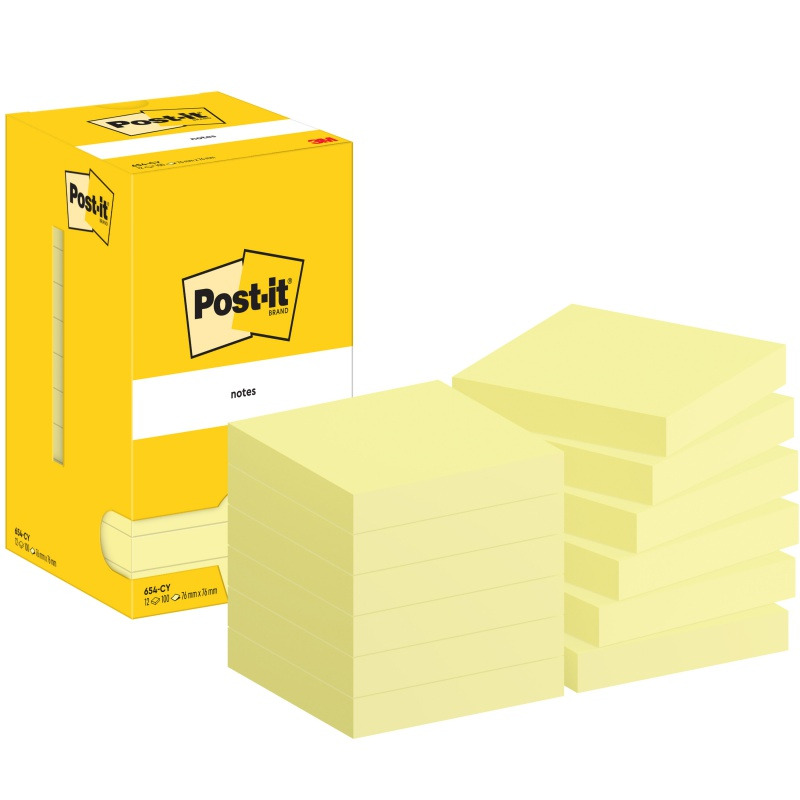 Karteczki samoprzylepne POST-IT&reg;, 76x76mm, 12x100 kart., �&oacute;�te