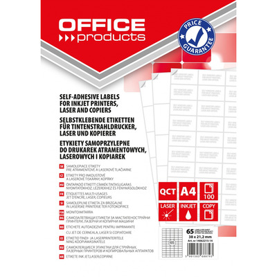 Etykiety OFFICE PRODUCTS, 38x21,2mm, bia�e, 100 ark.