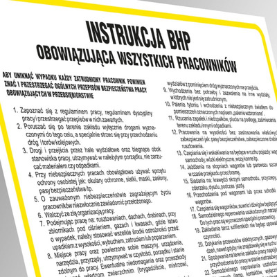 Znak TDC, Instrukcja BHP dla pomieszcze� administracyjno-biurowych