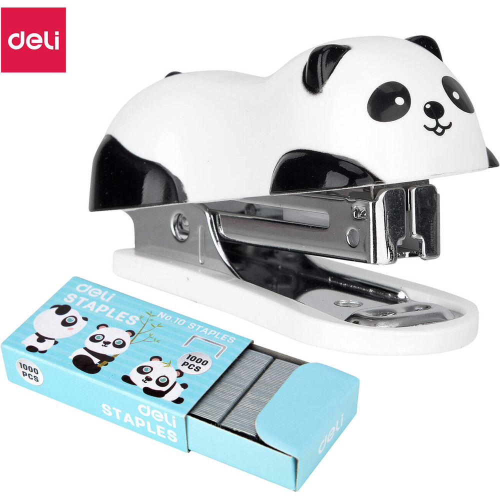 Zszywacz do 15 kartek zszywki 10 panda bia�y E0453 DELI