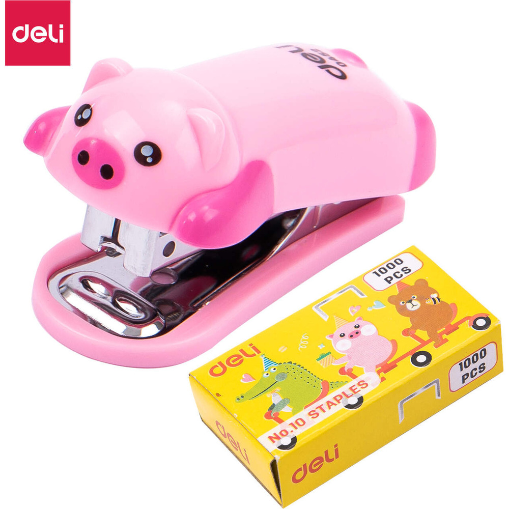 Zszywacz do 15 kartek zszywki 10 �winka r&oacute;�owy E0452 PINK DELI