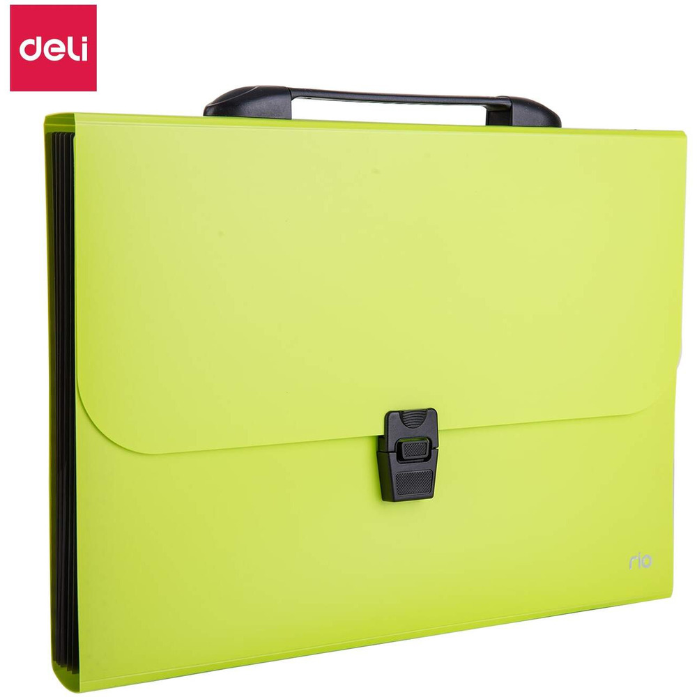 Teczka z r�czk� czarn� A4 7-przegr&oacute;dek RIO zielona EB40202 GREEN DELI