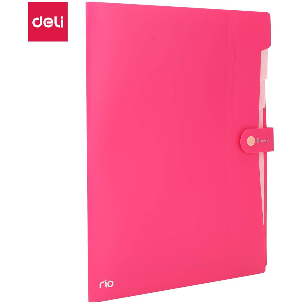 Teczka zatrzaskowa A4 8-przegr&oacute;dek RIO r&oacute;�owa EB40102 PINK DELI