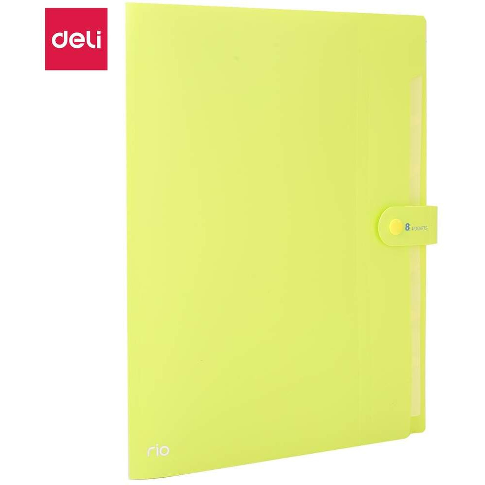 Teczka zatrzaskowa A4 8-przegr&oacute;dek RIO zielona EB40102 GREEN DELI