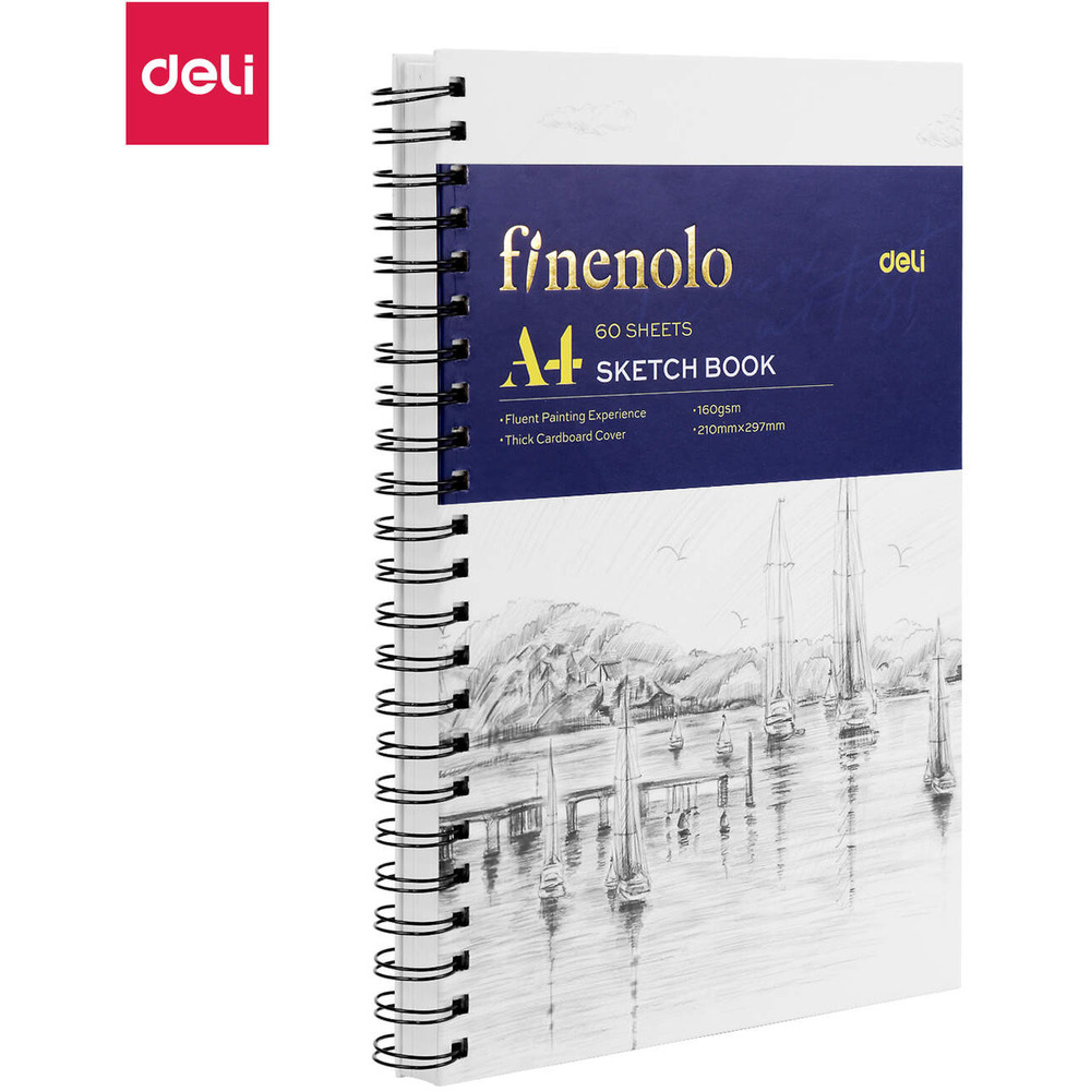 Szkicownik na spirali pionowej A4 FINENOLO 160g/m2 60k bia�y EC275 DELI