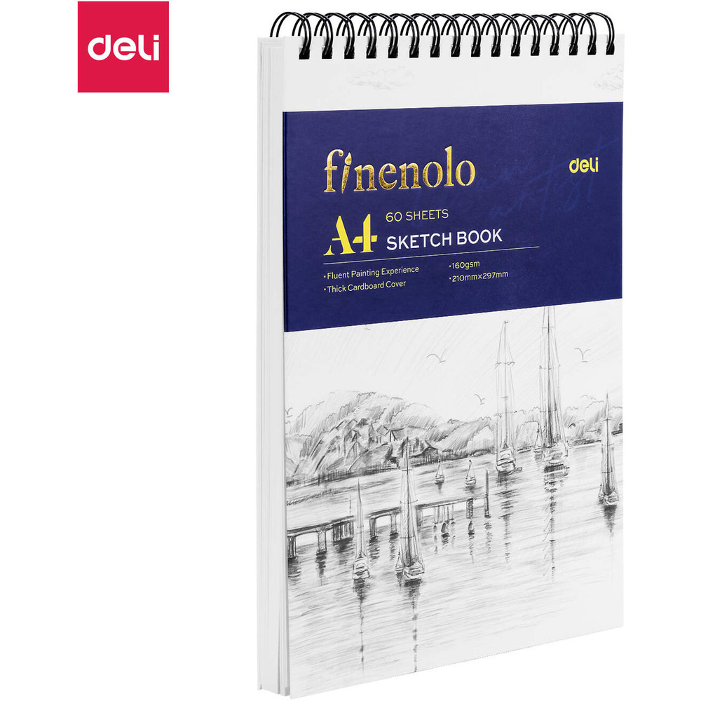 Szkicownik na spirali poziomej A4 FINENOLO 160g/m2 60k bia�y EC276 DELI