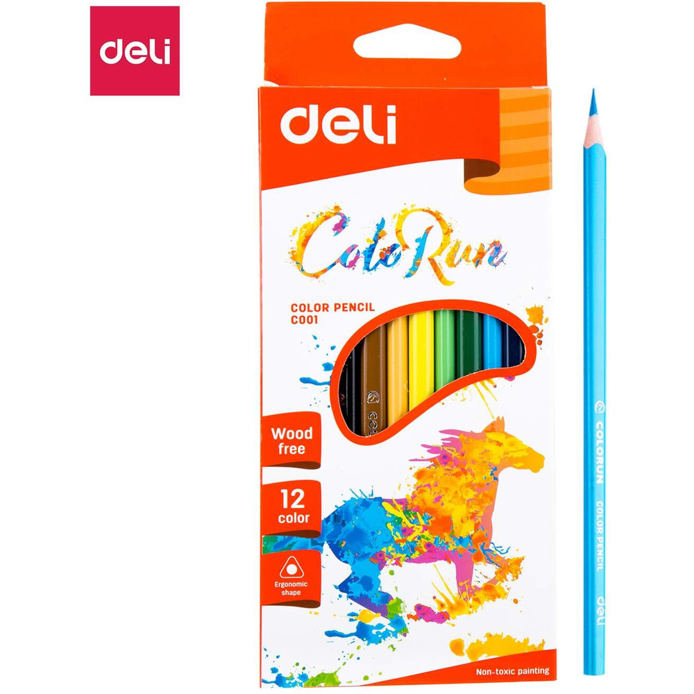 Kredki o�&oacute;wkowe bezdrzewne COLORUN 12 kolor&oacute;w EC00100 DELI