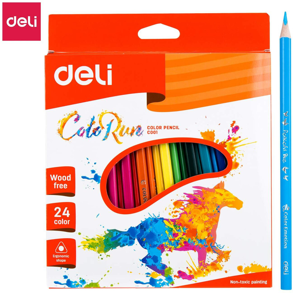 Kredki o�&oacute;wkowe bezdrzewne COLORUN 24 kolor&oacute;w EC00120 DELI