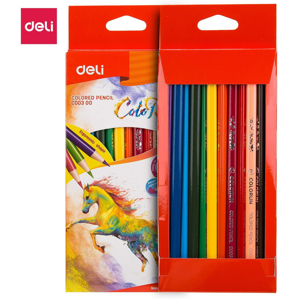 Kredki o�&oacute;wkowe tr&oacute;jk�tne COLORUN 12 kolor&oacute;w EC00300 DELI