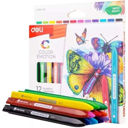 Kredki plastikowe tr&oacute;jk�tne COLOR EMOTION 12 kolor&oacute;w EC20000 DELI