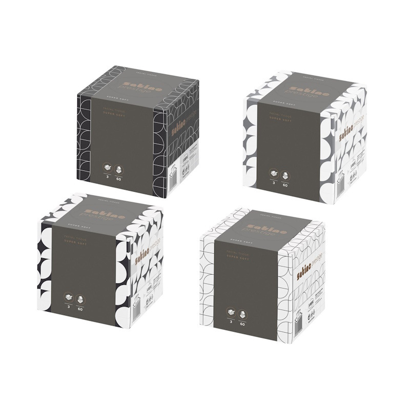 Wepa Satino Prestige - Chusteczki higieniczne w sze�ciennym pude�ku - 60 sztuk