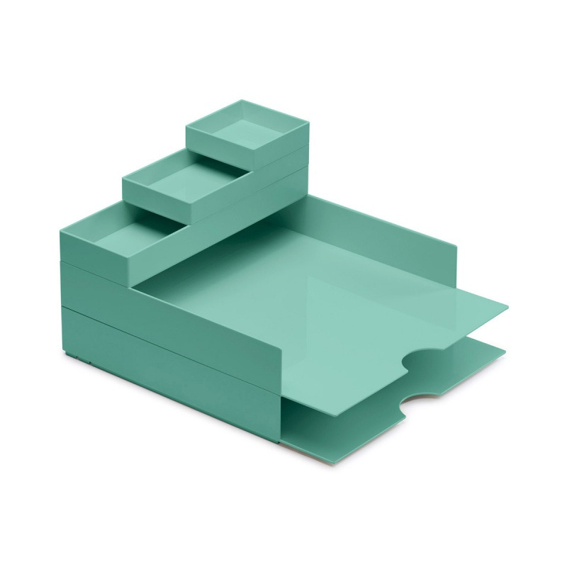 Zestaw pojemnik&oacute;w z szufladkami na biurko MOXOM Modular Desk Set, 320x260x60mm, 5 szt., turkusowy