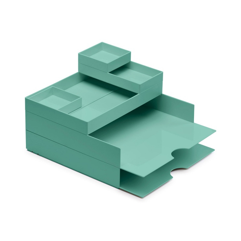 Zestaw pojemnik&oacute;w z szufladkami na biurko MOXOM Modular Desk Set, 320x260x60mm, 6 szt., turkusowy