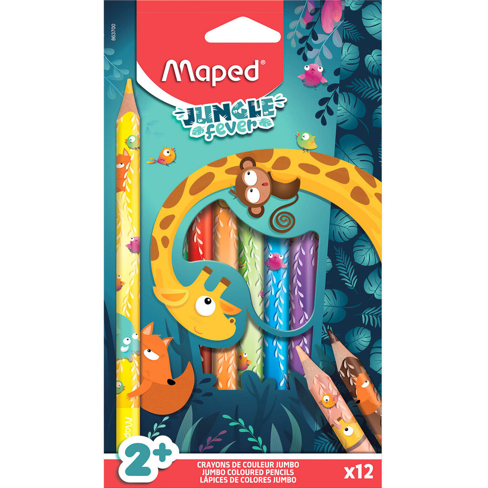 Kredki tr&oacute;jk�tne JUMBO JUNGLE FEVER 12 sztuk 863700 MAPED