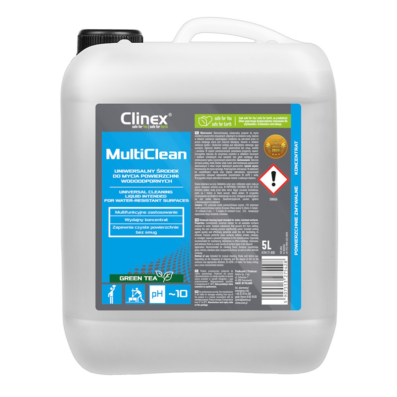 Clinex Multi Clean Green Tea- Uniwersalny p�yn do mycia powierzchni, zielona herbata - 5 l