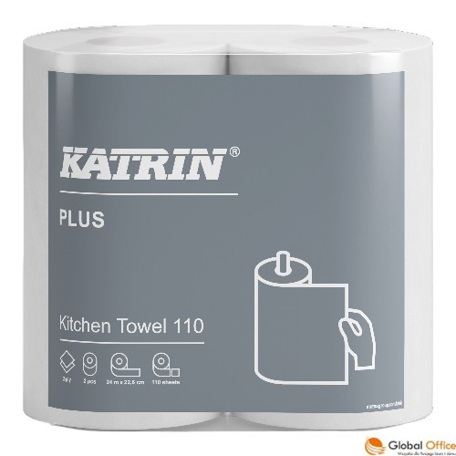 R�czniki w roli kuchenne KATRIN PLUS Kitchen 89673 (2 rolki) bia�e, 2W, 110 listk&oacute;w, 24metry