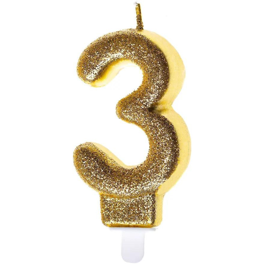 �wieczka urodzinowa z�oty brokat 3 SH-687-3 GO PARTY