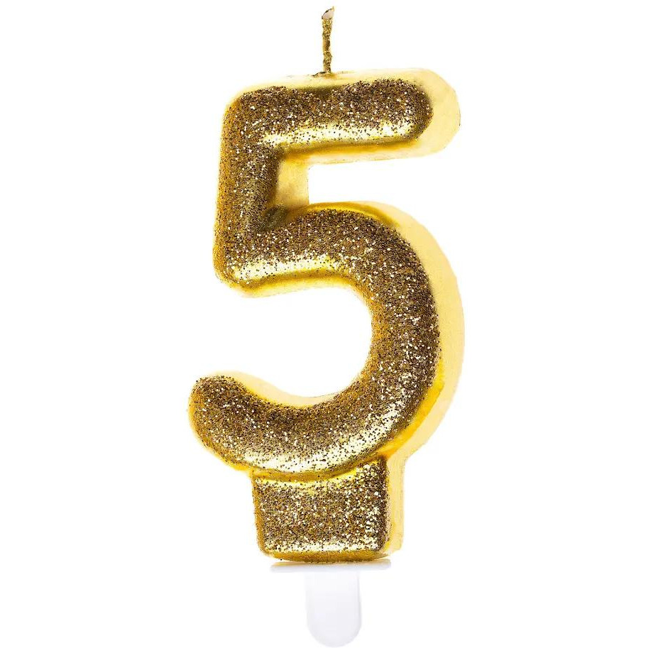 �wieczka urodzinowa z�oty brokat 5 SH-687-5 GO PARTY