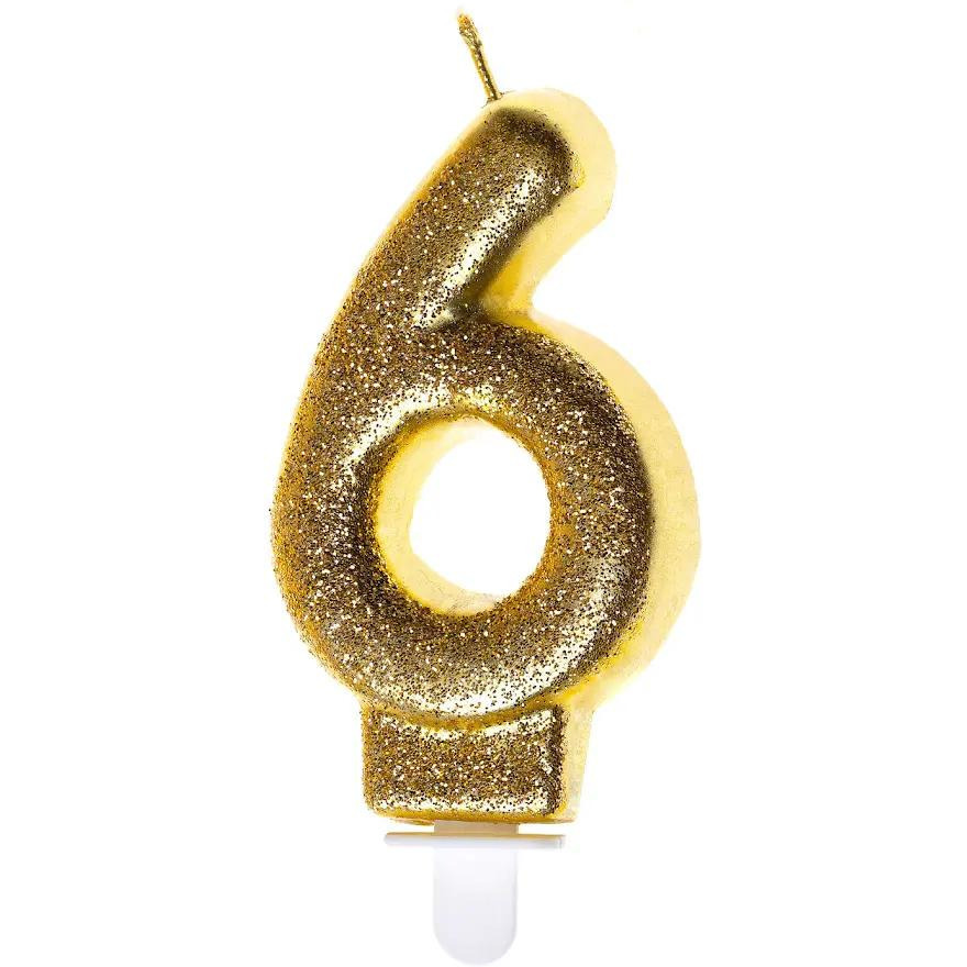 �wieczka urodzinowa z�oty brokat 6 SH-687-6 GO PARTY