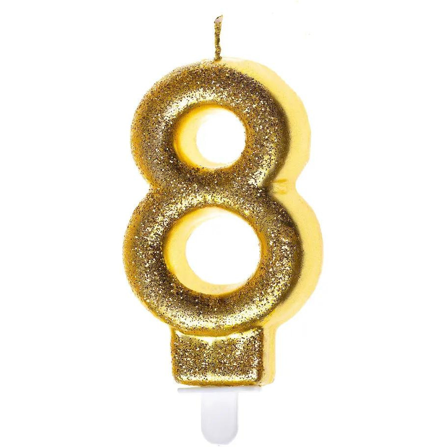 �wieczka urodzinowa z�oty brokat 8 SH-687-8 GO PARTY