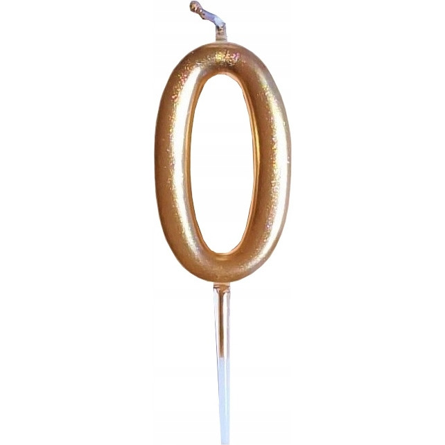 �wieczka urodzinowa metaliczna z�ota Cyferka 0 SH-719-0 GO PARTY