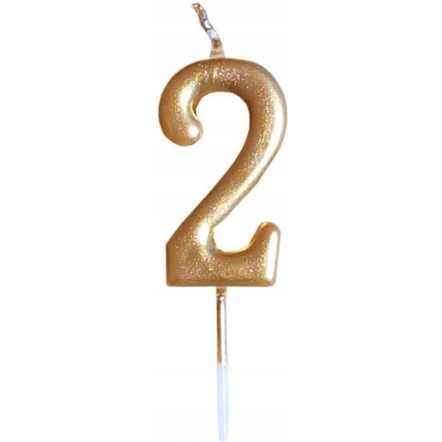 �wieczka urodzinowa metaliczna z�ota Cyferka 2 SH-719-2 GO PARTY