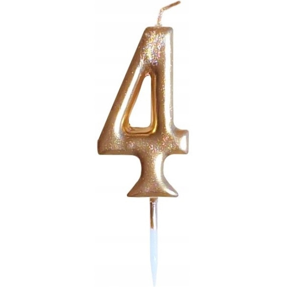�wieczka urodzinowa metaliczna z�ota Cyferka 4 SH-719-4 GO PARTY